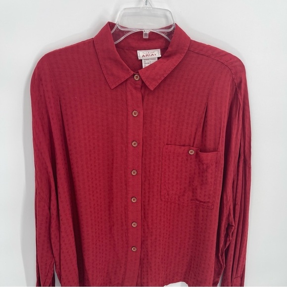 Ariat Women's Red Button Down Shirt - Picture 8 of 14